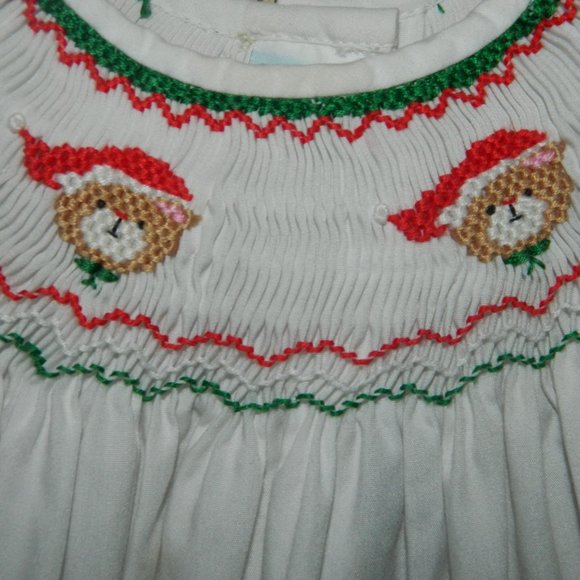 Sweet Angela By Rosalina Smocked Christmas Dress Sz 12M (I-33) - Picture 2 of 4